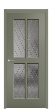 Дверь межкомнатная Paulo 3 Цвет Зеленый Покрытие Эмаль  Наличник L 50 Цена 43665