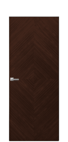 Дверь межкомнатная Юнит 02 Цвет Каштановый Орех Покрытие Шпон натуральный  Наличник Скрытый короб хром Цена 58850