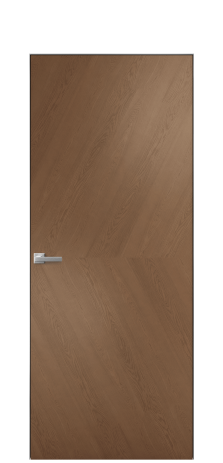 Дверь межкомнатная Unit 03 Цвет Дуб Темный Покрытие Шпон натуральный  Наличник Скрытый короб хром Цена 69560