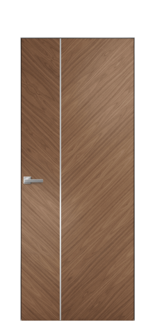 Дверь межкомнатная Unit Slot 10-111 Цвет Американский Орех Покрытие Шпон натуральный  Наличник Скрытый короб хром Цена 59850