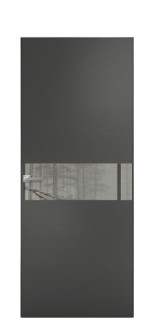 Дверь межкомнатная Vetro 11 Цвет Ясень Антрацит Покрытие Шпон крашеный  Наличник Скрытый короб хром Цена 48350