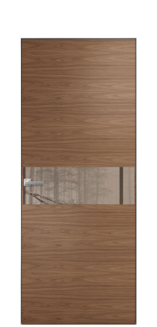 Дверь межкомнатная Vetro 11 Цвет Американский Орех Покрытие Шпон натуральный  Наличник Скрытый короб хром Цена 68960