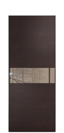 Дверь межкомнатная Vetro 11 Цвет Мореный Дуб Покрытие Шпон натуральный  Наличник Скрытый короб хром Цена 66610