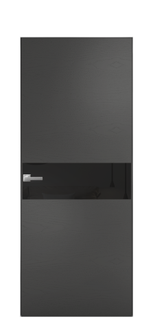 Дверь межкомнатная Vetro 11 Цвет Ясень Антрацит Покрытие Шпон крашеный  Наличник Скрытый короб хром Цена 64260