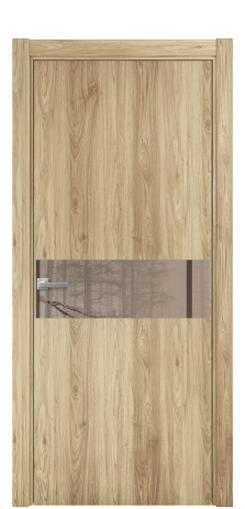 Дверь межкомнатная Vetro 11 Цвет Орех NY светлый Покрытие ПВХ WOOD NATURAL Наличник L 75 Цена 34050