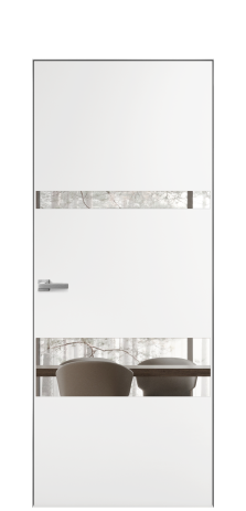 Дверь межкомнатная Vetro 12 Цвет Белый Покрытие Эмаль  Наличник Скрытый короб хром Цена 56000