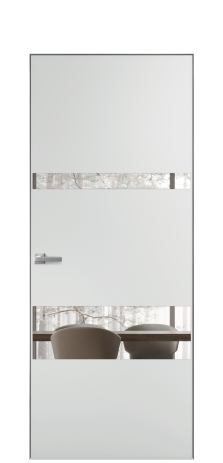 Дверь межкомнатная Vetro 12 Цвет Облачный Покрытие Эмаль  Наличник Скрытый короб хром Цена 61810