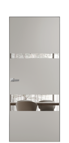 Дверь межкомнатная Vetro 12 Цвет Серый Шелк Покрытие Эмаль  Наличник Скрытый короб хром Цена 61810