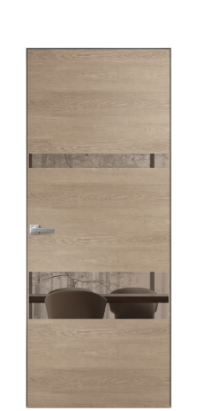 Дверь межкомнатная Vetro 12 Цвет Дуб Песочный Покрытие Шпон натуральный  Наличник Скрытый короб хром Цена 66610