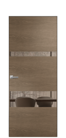 Дверь межкомнатная Vetro 12 Цвет Дуб Мускат Покрытие Шпон натуральный  Наличник Скрытый короб хром Цена 66610