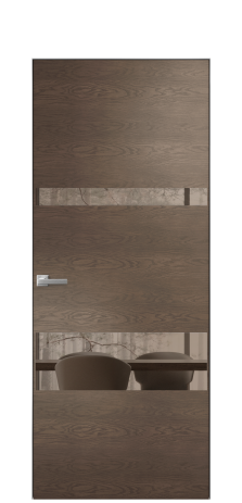 Дверь межкомнатная Vetro 12 Цвет Дуб Марракеш Покрытие Шпон натуральный  Наличник Скрытый короб хром Цена 66610