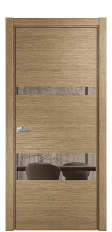 Дверь межкомнатная Vetro 12 Цвет Дуб Янтарь Покрытие Шпон масло  Наличник L 75 Цена 53575