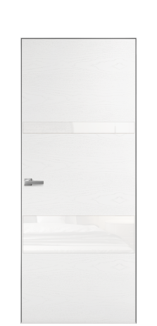 Дверь межкомнатная Vetro 12 Цвет Ясень Белый Покрытие Шпон крашеный  Наличник Скрытый короб хром Цена 64260