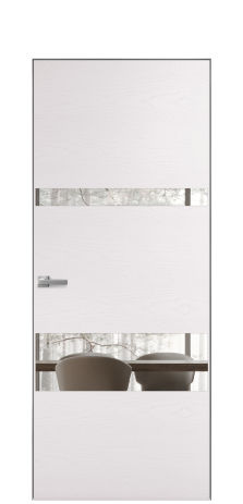 Дверь межкомнатная Vetro 12 Цвет Ясень Крем Покрытие Шпон крашеный  Наличник Скрытый короб хром Цена 64260