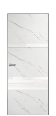 Дверь межкомнатная Vetro 12 Цвет Monte white soft Покрытие ПВХ ORIGINAL Наличник Скрытый короб хром Цена 38150