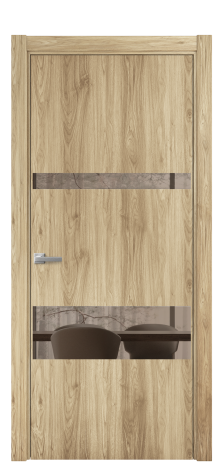 Дверь межкомнатная Vetro 12 Цвет Орех NY светлый Покрытие ПВХ WOOD NATURAL Наличник L 75 Цена 34050