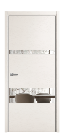 Дверь межкомнатная Vetro 12 Цвет Ясень Молочный Покрытие Шпон крашеный  Наличник L 50 Цена 48025