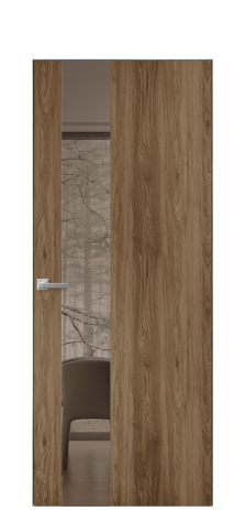 Дверь межкомнатная Vetro 14 Цвет Орех классический Покрытие ПВХ ПОД ДЕРЕВО Наличник Скрытый короб хром Цена 41500