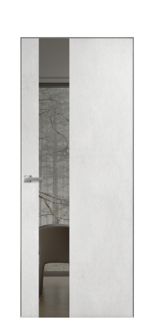 Дверь межкомнатная Vetro 14 Цвет Бетон известковый Покрытие ПВХ ФАКТУРНЫЕ Наличник Скрытый короб хром Цена 41500