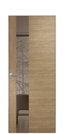 Дверь межкомнатная Vetro 14 Цвет Дуб Янтарь Покрытие Шпон масло  Наличник Скрытый короб хром Цена 51800