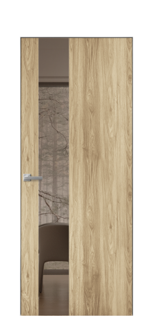 Дверь межкомнатная Vetro 14 Цвет Орех NY светлый Покрытие ПВХ WOOD NATURAL Наличник Скрытый короб хром Цена 42510