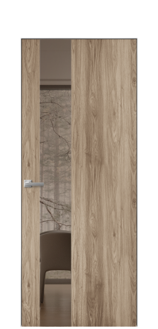 Дверь межкомнатная Vetro 14 Цвет Орех NY смоук Покрытие ПВХ WOOD NATURAL Наличник Скрытый короб хром Цена 42510