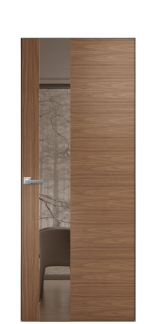 Дверь межкомнатная Vetro 14 Цвет Американский Орех Покрытие Шпон натуральный  Наличник Скрытый короб хром Цена 68960