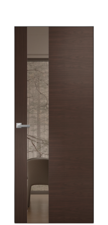 Дверь межкомнатная Vetro 14 Цвет Каштановый Орех Покрытие Шпон натуральный  Наличник Скрытый короб хром Цена 68960