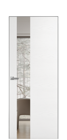 Дверь межкомнатная Vetro 14 Цвет Ясень Белый Покрытие Шпон крашеный  Наличник Скрытый короб хром Цена 64260