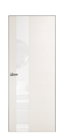 Дверь межкомнатная Vetro 14 Цвет Ясень Молочный Покрытие Шпон крашеный  Наличник Скрытый короб хром Цена 64260