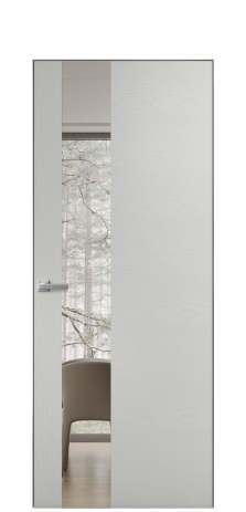 Дверь межкомнатная Vetro 14 Цвет Ясень Телегрей Покрытие Шпон крашеный  Наличник Скрытый короб хром Цена 64260