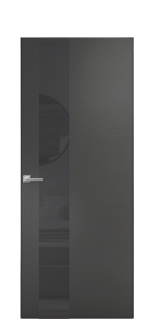 Дверь межкомнатная Vetro 14 Цвет Ясень Антрацит Покрытие Шпон крашеный  Наличник Скрытый короб хром Цена 64260