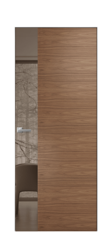 Дверь межкомнатная Vetro 19 Цвет Американский Орех Покрытие Шпон натуральный  Наличник Скрытый короб хром Цена 69210