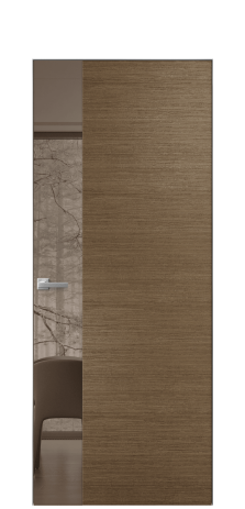 Дверь межкомнатная Vetro 19 Цвет Дуб Шоколад Покрытие Шпон масло  Наличник Скрытый короб хром Цена 68010