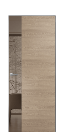 Дверь межкомнатная Vetro 19 Цвет Дуб Песочный Покрытие Шпон натуральный  Наличник Скрытый короб хром Цена 54500