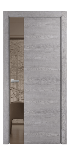 Дверь межкомнатная Vetro 19 Цвет Дуб Кварц Покрытие Шпон натуральный  Наличник Скрытый короб хром Цена 53750