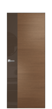 Дверь межкомнатная Vetro 19 Цвет Дуб Темный Покрытие Шпон натуральный  Наличник Скрытый короб хром Цена 53750