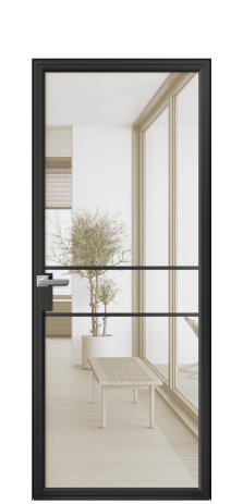 Дверь межкомнатная Frame 02 Цвет Черный Покрытие Алюминий  Наличник Скрытый короб Цена 57928