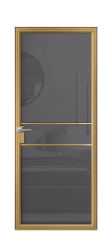 Дверь межкомнатная Фрейм 02 Цвет Латунь Покрытие Алюминий  Наличник Скрытый короб Цена 78410