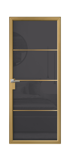 Дверь межкомнатная Фрейм 04 Цвет Латунь Покрытие Алюминий  Наличник Скрытый короб Цена 92140