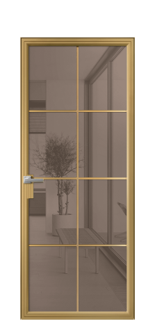 Дверь межкомнатная Frame 08 Цвет Латунь Покрытие Алюминий  Наличник Скрытый короб Цена 81080
