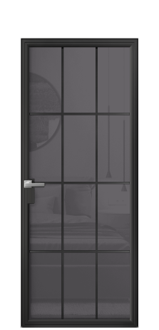 Дверь межкомнатная Фрейм 12 Цвет Черный Покрытие Алюминий  Наличник Скрытый короб Цена 79130