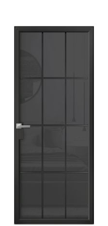 Дверь межкомнатная Фрейм 12 Цвет Черный Покрытие Алюминий  Наличник Скрытый короб Цена 79130